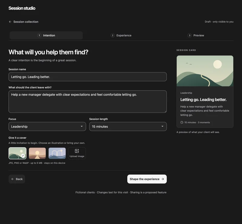 SeeMe studio for creating guided coaching sessions